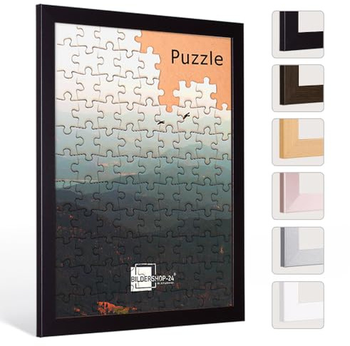 Bildershop-24 Puzzlerahmen London für Puzzle ca. 300-500 Teile 36x49cm 49x36cm Schwarz mit Acrylglas
