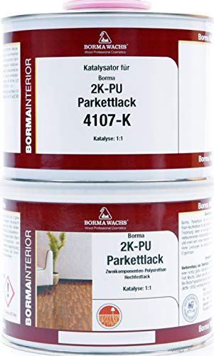 BORMA 2K PU Profi Parkettlack Treppenlack Korkboden - Seidenglänzend, 1 Liter