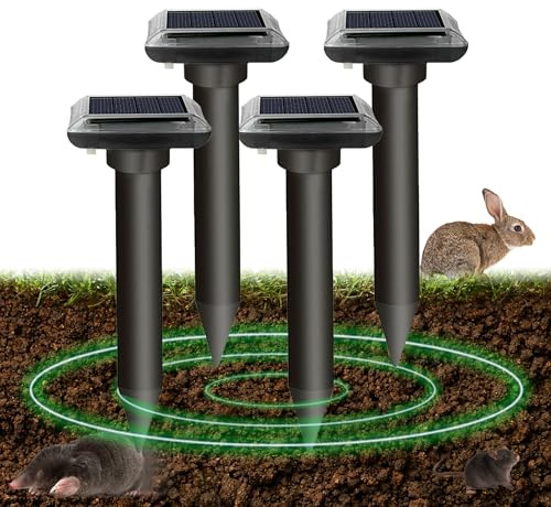 Solar Maulwurf Vertreiber Wühlmausschreck,Ultraschall Maulwurfschreck für Vertreiben Wühlmäuse,wühlmäuse vertreiben,Maulwürfe vertreibens,Maulwurfabwehr,Maulwurf vertreiber(4 Stück)