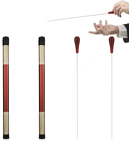 2 Sets Dirigentenstöcke mit Dulcimer Zylindern, Dirigierstab Musikstab Taktstöcke Dirigierstöcke Orchester Dirigentenstöcke für Orchester Konzert Theaterb Band