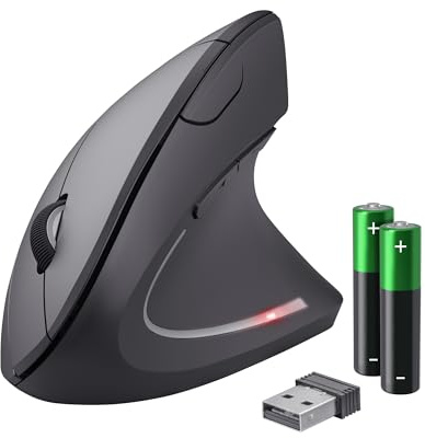 Trust Verto Kabellose Vertikale Maus, Wireless Ergonomische Maus, Vorbeugung Gegen Mausarm/Tennisarm (RSI Syndrom), 800-1600 DPI, Funkmaus für Rechtshänder, PC, Computer, Laptop, Mac, mit Batterien