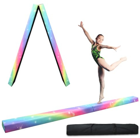 HomeSun Schwebebalken 240cm Faltbar Balance Beam Gymnastik Balance-Balken Gymnastikbalken Übung Fitness Training Turnen für Zuhause (Bunt, 240cm)