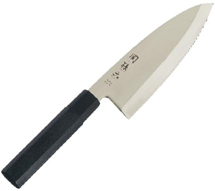 KAI Seki Magoroku Kinju Deba japanisches Kochmesser - Klinge mit 19 cm - Gesamtlänge 32cm - Asiatischer Messerschliff, Silber / Schwarz