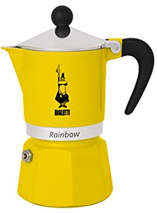 Bialetti 4982 Rainbow Caffettiera Colorata, Alluminio, Giallo, 3 Tassen, Gelb