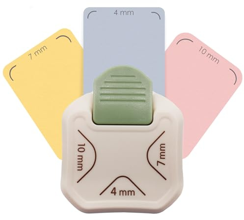 Loveria Eckenstanzer 3 in 1 | Papier Ecken abrunden, 3 Größen 4mm / 7mm / 10mm | Stabiler Stanzer aus Edelstahl | Eckenabrunder zum Basteln | Bastelzubehör