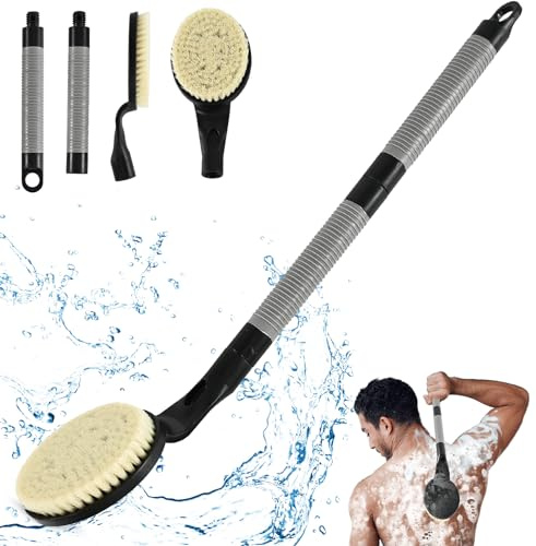Rückenbürste mit langem Griff zum Duschen, 55,1 cm Rückenbadebürste für Dusche, Rückenschrubber, Peeling und verbesserte Hautgesundheit für ältere Menschen mit eingeschränkter Armbewegung