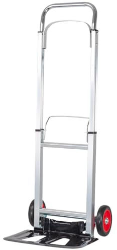 WALTER Alu-Sackkarre, bis 90 kg Tragkraft, zusammenklappbar, leicht | 4,6 kg, höhenverstellbar 710-1080 mm, gummierte Räder, stabil, Aluminium, kompakt, ideal für mobilen Einsatz, Lager, Umzug