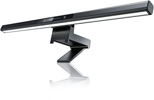 CSL - LED Monitorlampe dimmbar mit 3 Lichtfarben - Monitorlicht – Light – blendfrei - Monitor Lampe – stufenlos dimmbar – Sensortouch – Lichtfarben warm neutral kalt– 35° schwenkbar