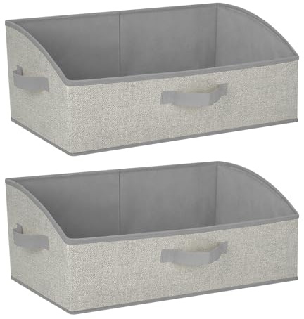 Cozary Aufbewahrungsbox mit Griffen 28L,2 Stück Faltbare Aufbewahrungskorb stoff 50x28.5x20cm,Großer Körbe Aufbewahrung,Ordnungsboxen für Kleidung Spielzeug Werkzeug Kleiderschrank