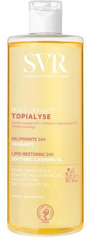 SVR - Topialyse Huile Lavante -24H Juckreizhemmendes Lipid-Reprimierendes Reinigungsöl – Für trockene bis atopische Haut – Omegas 3-6-9, Niacinamid, Präbiotika – 400 ml