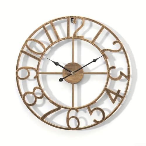 Oniissy Wanduhr für den Außenbereich, Vintage-Stil, offenes Zifferblatt, Schiefer-Effekt, wasserdicht und wetterfest, große Gartenuhr, für drinnen oder draußen, dekorativ (A)