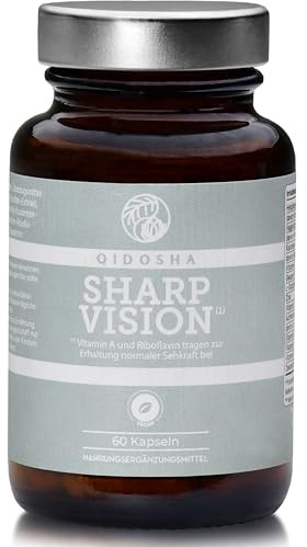 QIDOSHA® Sharp Vision Augenkapseln zur Prävention, mit Anthocyanidinen, Beta-Carotin, Vitamin A, C, B1, B2, B3, E plus Zink, Glutathion, Zeaxanthin und Lutein, 90 Kapseln, Augenvitamine, Augen-Komplex
