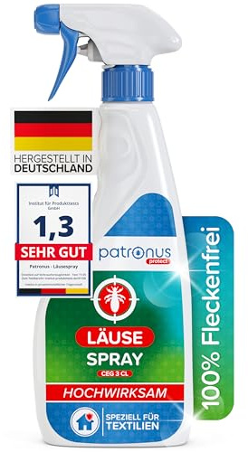 Patronus Läuse Abwehrspray für Textilien & Umgebung [500ml] effektives Läuse-Spray mit natürlichen Wirkstoffen - Läuse Umgebungsspray mit Sofortschutz gegen Läuse - mit dezentem Zitrusduft