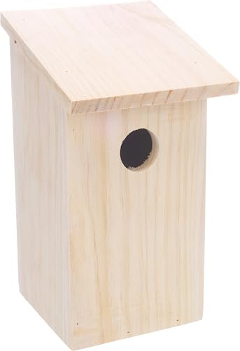 Vogelhaus - Nistkasten Flamingo – nistkasten für vögel für draußen wetterfest – Modell Bizi aus FSC-Holz – 14,5x15,5x26cm – natürliches Vogelhaus mit 3,5cm Einflugloch