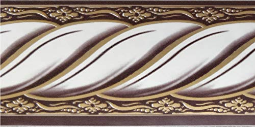 Dundee Deco BD5015 Abstrakte Tapeten Bordüre, viktorianisches Weißgold, Mauve Seil, Tapetenbordüre Retro-Design, Rolle 10 m x 5 cm, selbstklebend