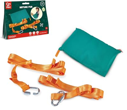 Hape Nature Fun Taschen Schaukel - mit Aufbewahrungstasche, Outdoor Schaukel, tragbare Hängeschaukel, Gartenspielzeug, Abenteuer- und Kletterspielzeug, bis 100 kg, für Kinder ab 5 Jahre