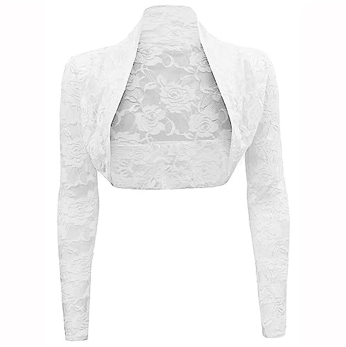Buliezy Damen Bolero Spitzen Strickjacke 3/4 Sleeves Ärmel Festlich Bolerojacke Elegant Kurz Strickjacke Für Hochzeit Cocktailkleid