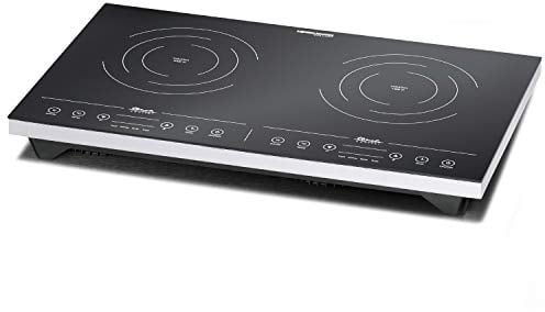 ROMMELSBACHER CT 3410/IN Doppel-Induktionskochfeld (2 Kochzonen, Glaskeramik, Topferkennung, Touch Sensoren, LED Display, 60-240 Grad, Timer, Abschaltautomatik, Restwärmeanzeige, 2000/1400 W)