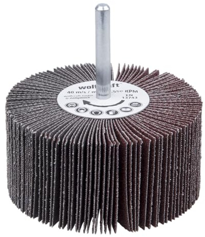 wolfcraft Fächerschleifer I 2034000 I Körnung 80 I ø80x40 mm I Schleifaufsatz für Bohrmaschinen I für Holz, Metall und Farbe I Polierzubehör