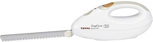 Tefal Elektrisches Messer, 100 Watt, Edelstahlklinge, geeignet für Tiefkühl-Gut, Elektromesser in weiß/greige, 8523.31