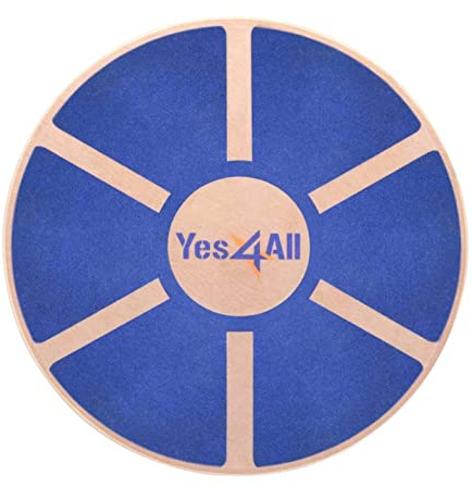 Yes4All Balance Board aus Holz; Brett mit hochwertiger rutschfester Oberfläche; Balance Trainer & Wackelbrett für das Ganzkörpertraining, Blau, 15,75