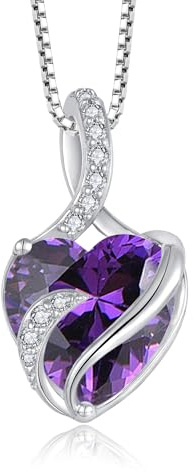 FJ Herz Geburtsstein Kette Damen 925 Sterling Silber Infinity Unendlichkeit Halskette Schmuck Geschenke für Frauen Mutter Freundin Mama