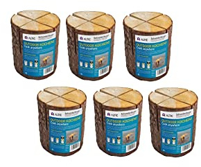 ALTIC Schwedenfeuer Gartenfackel Baumfackel Fackeln für draußen aus Holz für Garten Kamin Outdoor Kochen mit Anzünddocht Naturprodukt ca. 20cm groß (6X Outdoor Kochen)