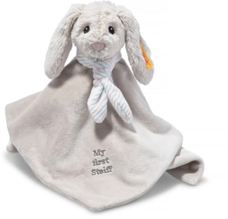 Steiff Kuscheltier Hoppie Hase Schmusetuch, Süßes Stofftier, Jungen, Mädchen & Babys ab 0 Monaten, Friends, 26 cm, Hellgrau, 242250