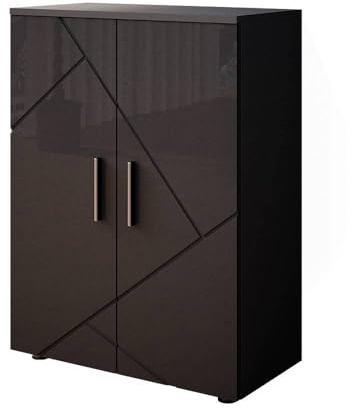 Vicco Midischrank Irma, Anthrazit Hochglanz, 60 x 81 cm | 2 Türen · 3 Ablagefächer · Geschlossener Stauraum · Viel Stauraum · Übersichtliche Aufbewahrung