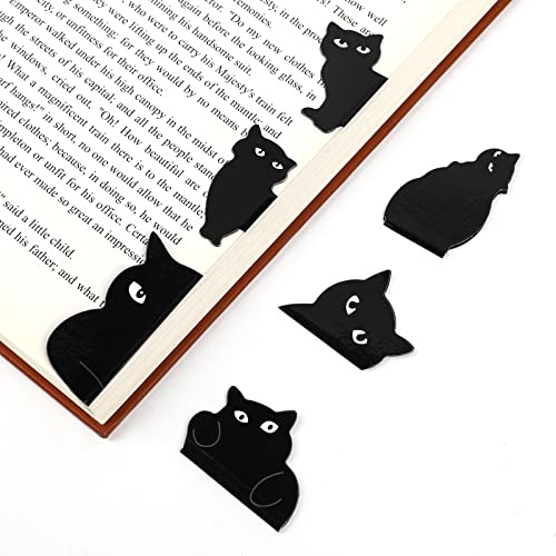 Magnetische Lesezeichen Schwarze Katze Lesezeichen für Frauen Niedliche Katzenliebhaber Geschenke Magnetische Buchseiten Marker für Lehrer, Studenten, Buchliebhaber (6 Stück)