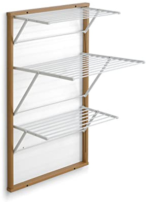 Arredamenti Italia, Karim, Wand-Wäscheständer, Holz, ausziehbar, 16 m Langer Draht zum Aufhängen, Kirschbaum-Finish Gestell aus Massivholz, unabhängige Nylon-Gitter