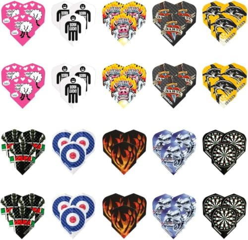Harrows Lustige Dart Flights | 20 x Sets Dart-Flights (insgesamt 60 Flights), 100-Mikron-Dart-Flights, extra stark, hergestellt in Großbritannien, professionelles Dart-Zubehör