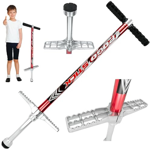 Merkan Pogo Stick, Springspringstange, Gummigriffe, Kinder, Gewicht bis 70 kg (Rot)