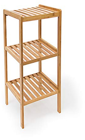 Relaxdays Badregal Bambus, 3 Ablagen, HxBxT:79x33x33cm, Standregal aus Holz, für Küche/Badezimmer, Natur