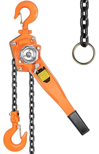 SPECSTAR Hebelzug 1500kg Manueller Kettenzug mit 360° drehbarer Haken Hebelkettenzug aus G80 Manganstahl mit 3m Hubhöhe belastbar Flaschenzug für Baustelle Garage oder Werkstatt