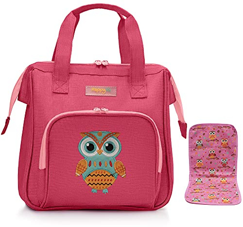 HappyVk- Puppen Wickeltasche mit Wickelunterlage- Puppenzubehör- Eule | Spielzeug-Wickeltasche, Zubehör für Reborn-Babypuppen, realistische Wickeltasche zum Rollenspiel, Puppenzubehör