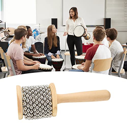 Hölz Cabasa, Handgeschnittene Cabasas Stahlball Percussion Musikinstrument, Ciieeo Holz Cabasa Handpercussion für Kinderunterricht(Small Kabasa)