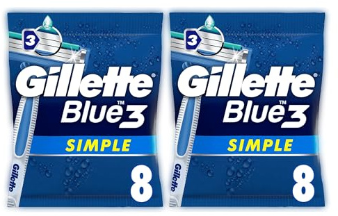 Gillette Blue 3 Simple Einwegrasierer Männer mit Verbesserten Gleitstreifen Rasierer, 8 Stück