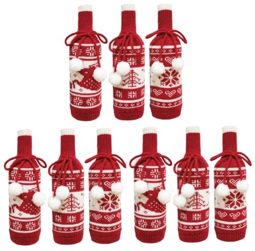 MAGICLULU 3 Sätze Weihnachtsflaschen Set Weinflaschenhüllen Für Die Feiertage Waschbare Flaschenhülle Dekorative Weinflaschenhülle Weihnachtsflaschentasche 3 Stücke * 3