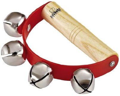 Nino Percussion Sleigh Bell Instrument - Schlittenglocken Musikinstrument für Kinder ab 3 Jahren - Holz, Natur (NINO962)