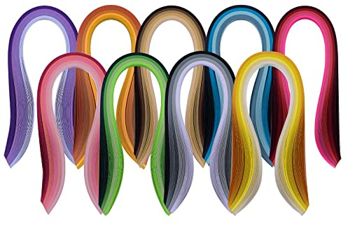 YURROAD Quilling-Papierstreifen, 900 Stück, 36 Farben, 5 mm x 39 cm | 120 g/m², vorgeschnitten, lebendige Farben, leicht zu rollen, für Quilling-Spiralen, Blüten, 3D-Formen, Karten & Papierkunst