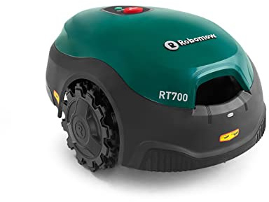 ROBOMOW RT700 Robotermäher/Rasenroboter für Flächen bis 700 qm | 4,3 Ah; 18cm Schnittbreite; einfache Installation, selbstreinigend und inkl. schwimmendem Mähdeck, Mulchreiniger, Grün