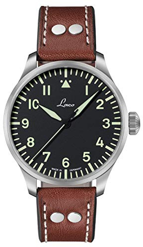 Laco Fliegeruhr, Automatikuhr, Edelstahlgehäuse, Saphirglas, 5 bar, Made in Germany