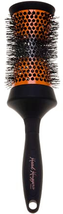 Denman (Large) Thermo Ceramic Hourglass Hot Curl Brush - Hair Curling Brush for Blow-Drying, Straightening, Defined Curls, Volume & Root-Lift - Orange & Black, DHH4