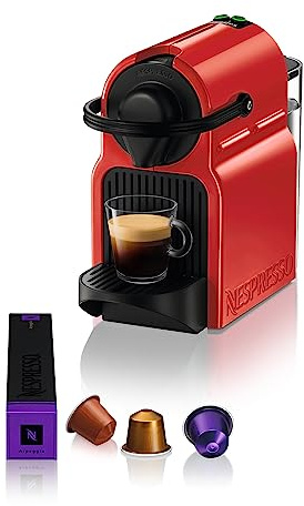 NESPRESSO KRUPS Inissia Rot Original Kapselmaschine, kompaktes Design, 25 Sek. Aufheizzeit, 2 Tassengrößen, automatische Abschaltung, 19 Bar Druck, Kaffeemaschine XN1005
