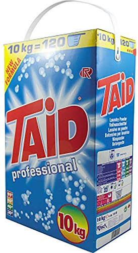 TAID Professional Vollwaschmittel Pulver 10 kg | ca. 120 Waschladungen | Universal Waschpulver für alle Arten von Gewebe & Wasserhärten geeignet | Korrusionschutz durch neue Formel