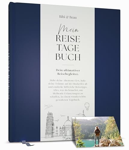 Reisetagebuch & Abenteuer-Journal – Scrapbook für bis zu 16 Reisen (Marineblau)