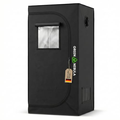 Green Nebula Growzelt 80x80x180 cm | Grow Tent reflektierendes Mylar 1680D Oxford Stoff | Grow Box für Indoor Anbau | Pflanzenzelt lichtdicht, wasserdicht, stabil