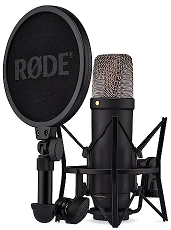 RØDE NT1 5 Generation Großmembran-Kondensatormikrofon mit XLR- und USB-Ausgang, Mikrofonspinne und Popfilter für Musikproduktion, Gesangsaufnahmen und Podcasts (schwarz)
