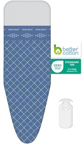 LaundrySpecialist 3-lagiger Bügeltischbezug Comfort - Größe XL Universal Max 52x138 cm - Erhältlich in DREI Größen - Hergestellt aus 100% Baumwolle mit Einer dicken moltonschicht - Extra Bügelkomfort